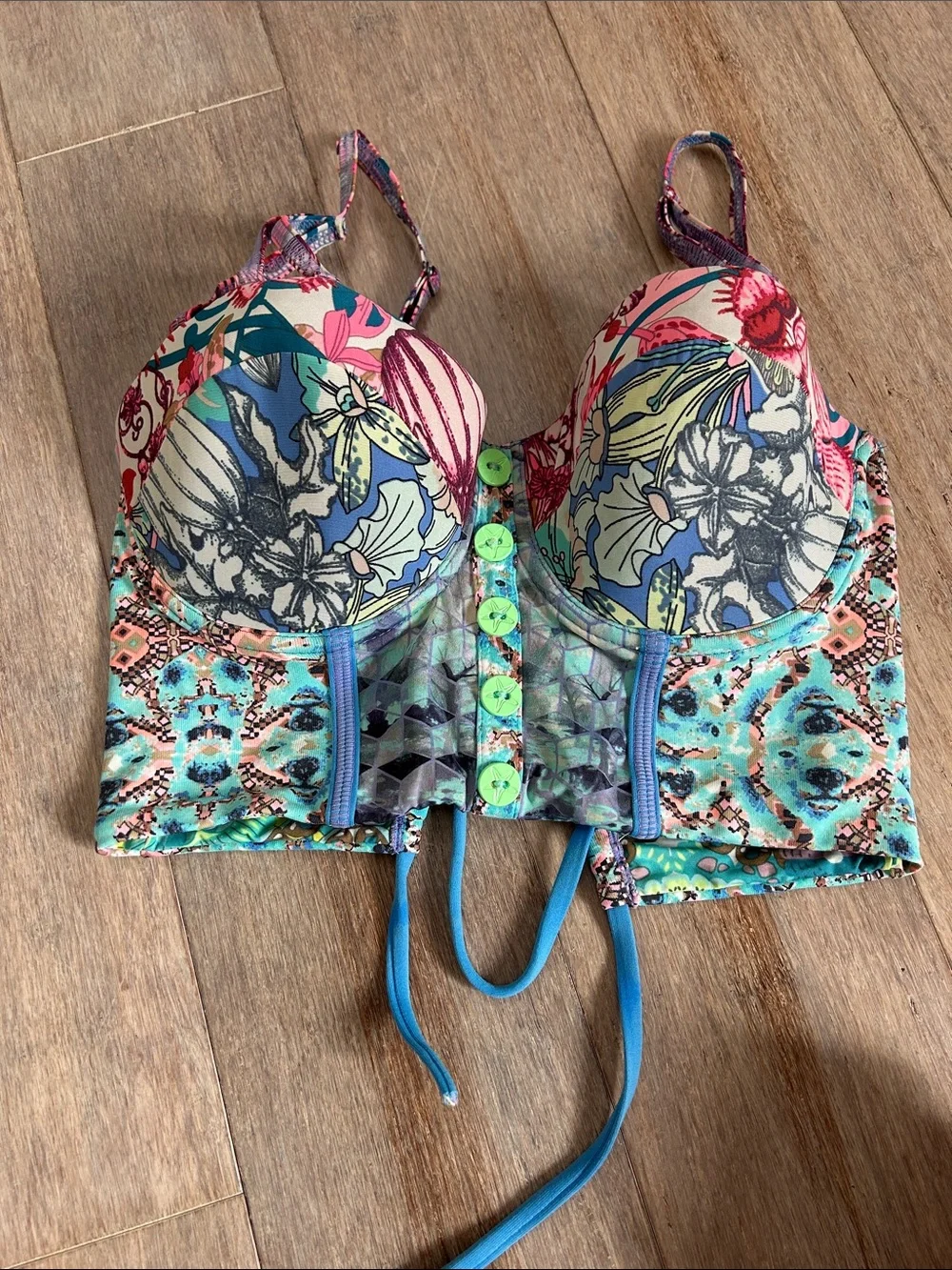 Maaji underwired corset-style swim bikini set top M bottom L